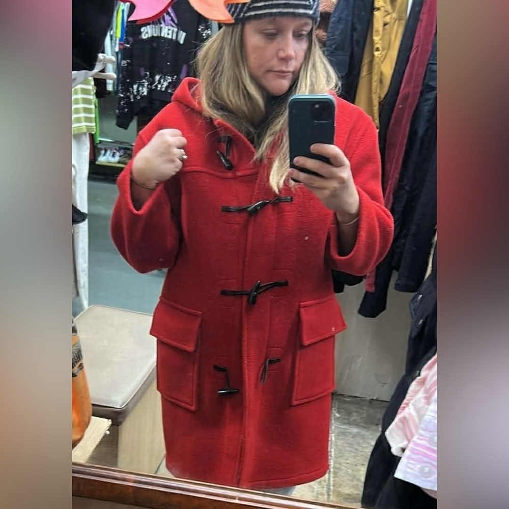Burberry blue label vintage Red Hooded duffle coat- wool - Picture 13 of 13